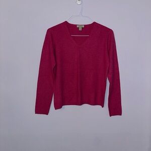 Geneva Women's V-Neck Pink Cashmere Sweater